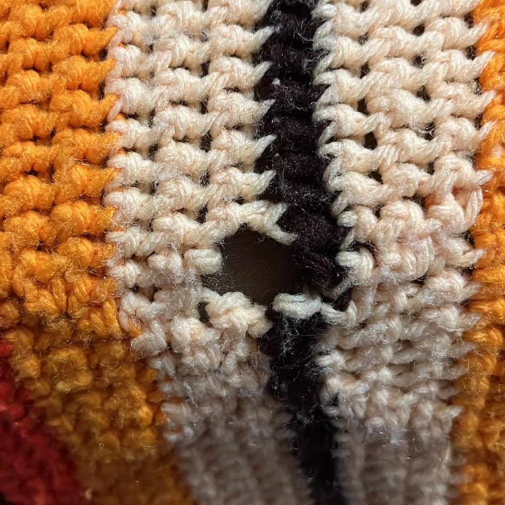 Vintage Afghan blanket  orange brown yellow fringed - Picture 9 of 9